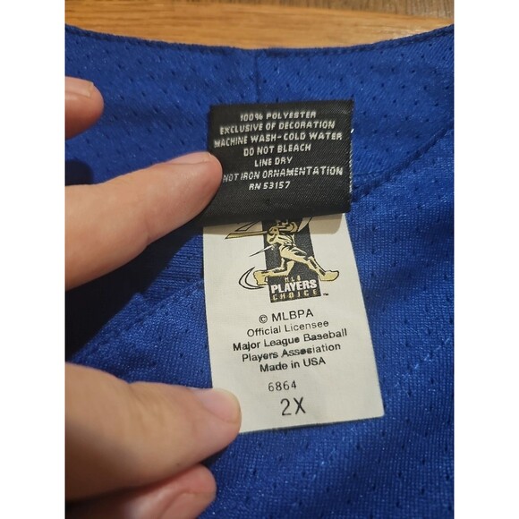 VTG 90s Majestic LA Dodgers Men’s 2XL Button Down Blue Jersey Gary Sheffield #10 - Picture 4 of 11